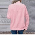 thumbnail image 6 of Smupbvky Womens Cable Knit Sweater Funnel Neck Button Pullover Trendy Winter Casual Cuffes Long Sleeve Thick Tops (L, Pink), 6 of 7