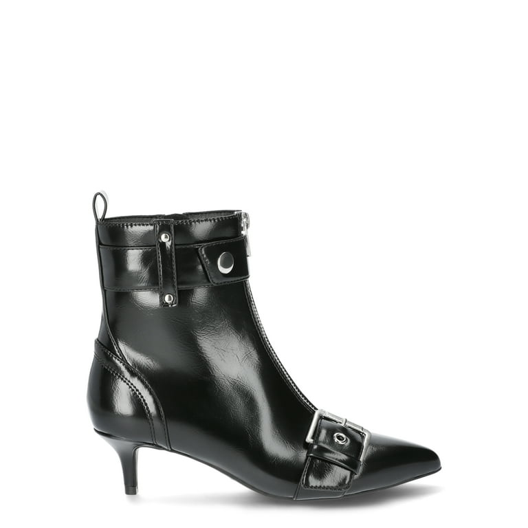 Leather kitten heel boots discount