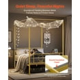 thumbnail image 4 of VEVOR Full Size Canopy Bed Frame, Metal Canopy Bed with Minimalist Headboard & Four Posters Design, Heavy Duty Steel Slats Support, Underbed Storage Space, No Box Spring Needed, Easy Assembly, Gold, 4 of 9
