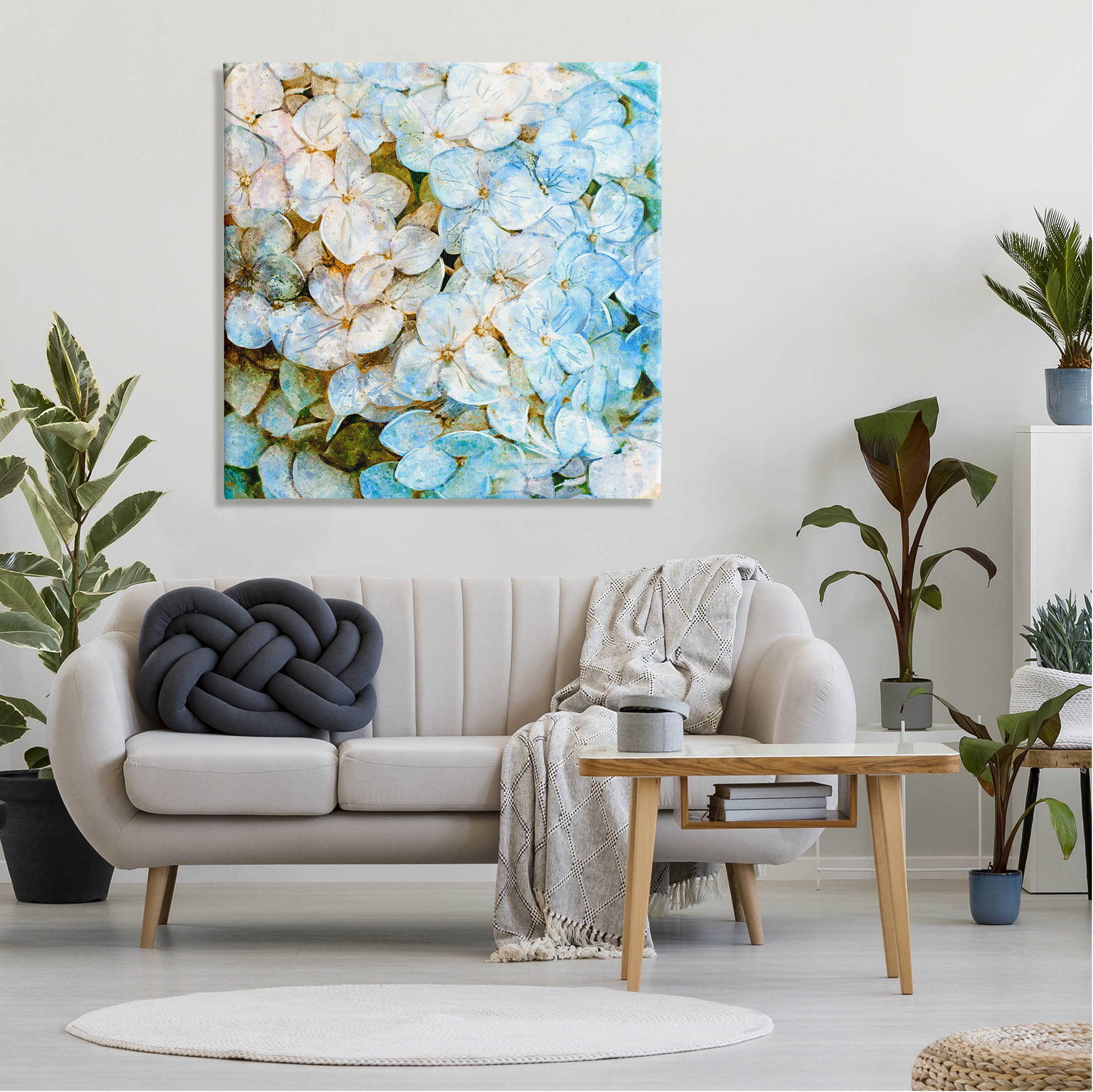 Country Blooming Hydrangeas Botanical & Floral Graphic Art Gallery Wrapped Canvas Print Wall Art