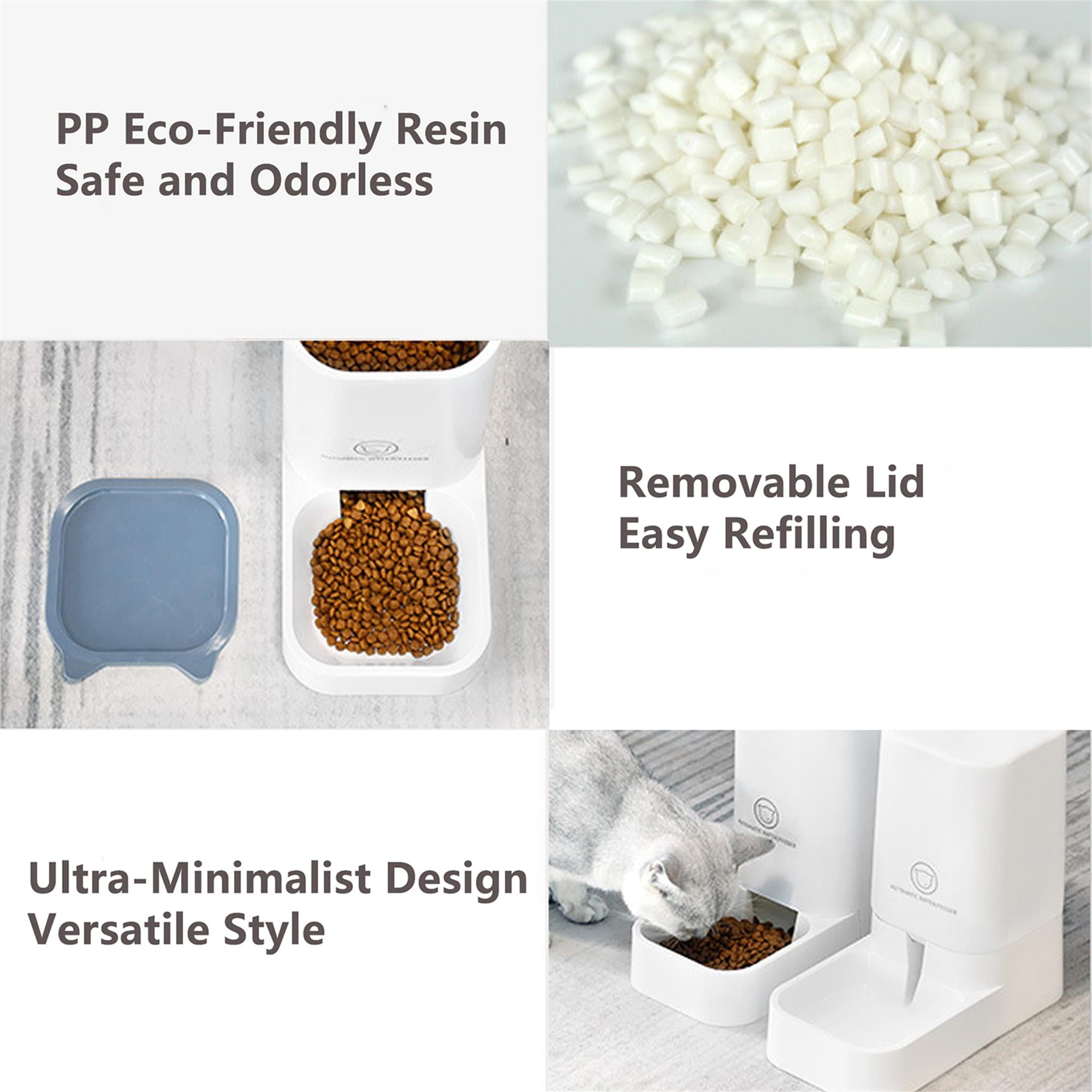 Pefilos Automatic Pets Feeder and Water Dispenser Set, Plastic Pet Dog Food Bowl for Small Medium Dogs Cats, 4.6 lbs Dog Bowl and 1.8 gal Water Bowls, White Pefilos Automatic Pets Feeder and Water Dispenser Set, Plastic Pet Dog Food Bowl for Small Medium Dogs Cats, 4.6 lbs Dog Bowl and 1.8 gal Water Bowls, White