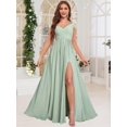 thumbnail image 2 of Vestido de dama de honor JKMMYO azul claro de chifón con hombros descubiertos, 2 of 7