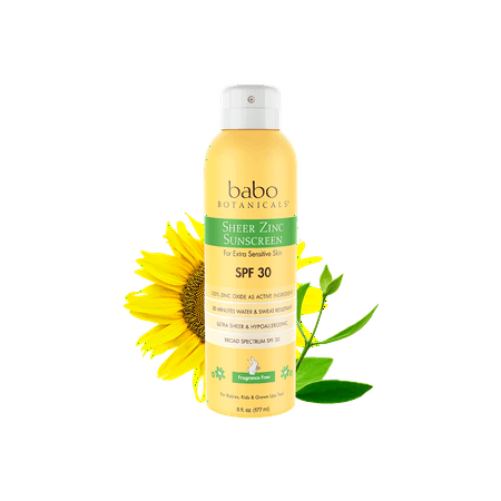 Babo Botanicals Sheer Zinc Sunscreen SPF30, Sensitive Skin, 6 oz, 2-Pack