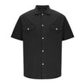 thumbnail image 3 of Chiccall Mens Linen Button Down Shirts with Pockets Solid Short Sleeve Lightweight Breathable Summer Beach Blouse Tops XL Black, 3 of 5