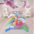 thumbnail image 2 of Erosebridal Cartoon Unicorn Bedding Twin Comforter Set, Initial U Letter Down Comforter, Bling Rainbow Reversible Comforter Sets Twin Size, Lightweight Room Decorative, 2pcs, 2 of 8