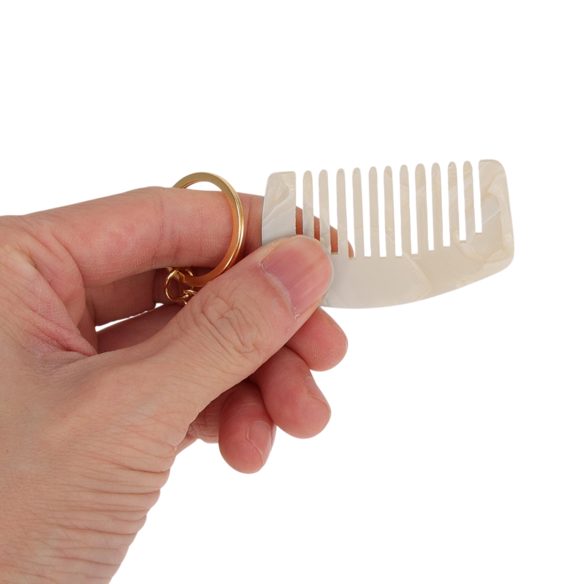 Unique Bargains 1 Pc Portable Mini Keychain Hair Comb for All Hair Types Styles Beige