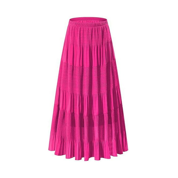 hoksml Women's High Waisted Tiered Maxi Skirt, Flowy Textured A-Line Long Skirt for Casual Summer Vacation