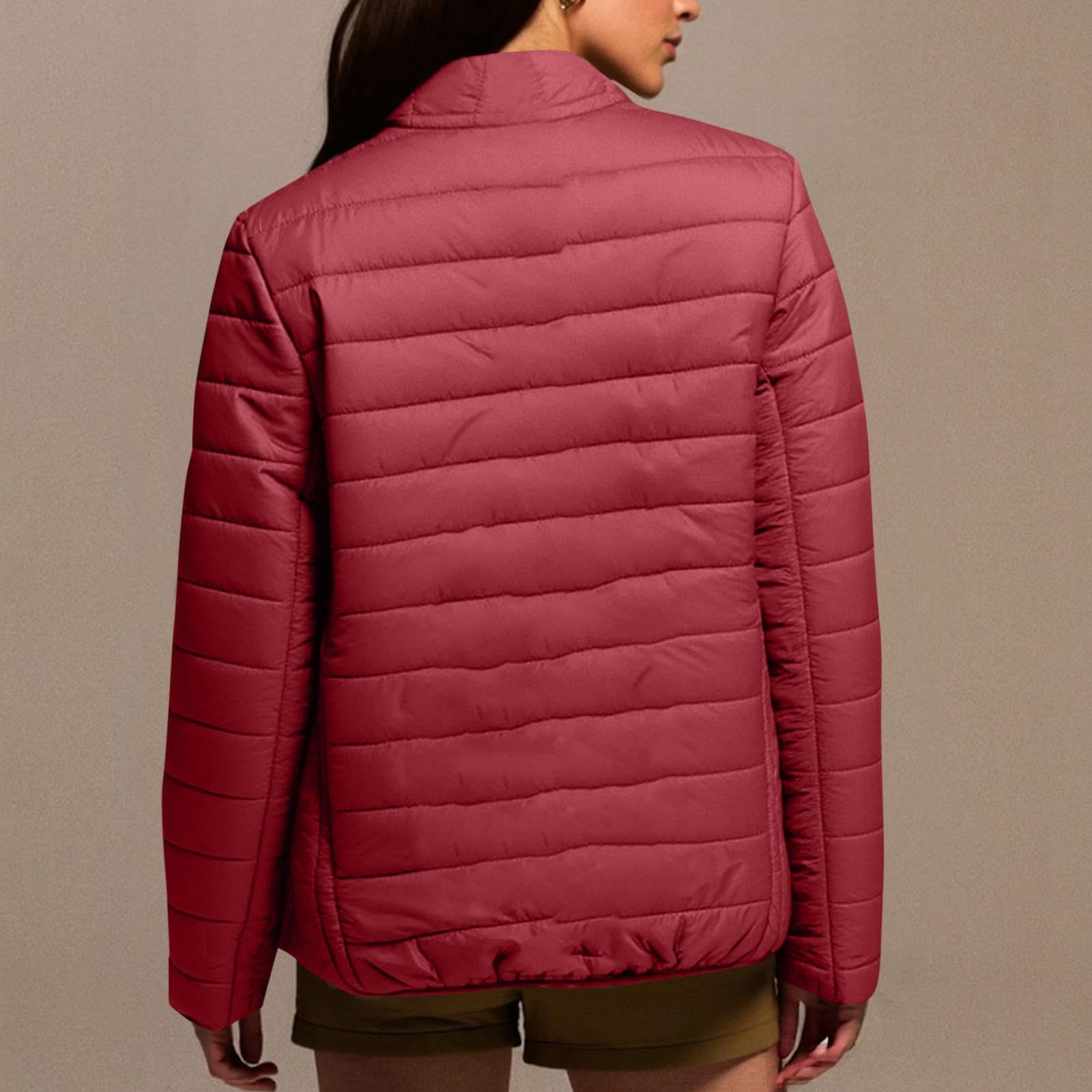 Women's Quilted Padded Jacket - Lightweight Winter Warm Quilted