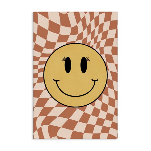 Stupell Industries Wavy Checkered Smiley Novelty Painting Gallery Wrapped Canvas Art Print Wall Art, 20 x 30