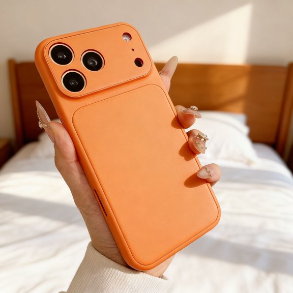 for iPhone 16 Case, Tempered Glass Back Cover with Hybrid PC TPU Protection, Military Grade Drop Protection, Scratch-Resistant Slim Lightweight Phone Case for iPhone 16, Orange