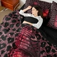 thumbnail image 4 of Manfei Gradient Red Butterfly 7pcs Bedding Comforter Set for Teens Children Female,Leopard Print Queen Bedding Sets Super Cozy,Bling Glitter Queen Sheet Sets,Luxury Bedroom Decor,Reversible, 4 of 8