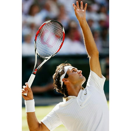 Roger Federer Great Action Shot Holding Tennis Raquet 24x36