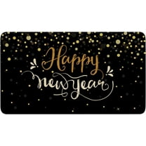 Happy New Year Door Mat Outdoor for Front Door Decorations,Happy Holidays Black Welcome Doormat,Christmas Xmas Winter Floor Mat Rug for Porch Entrance Farmhouse Decor 30" x 17"