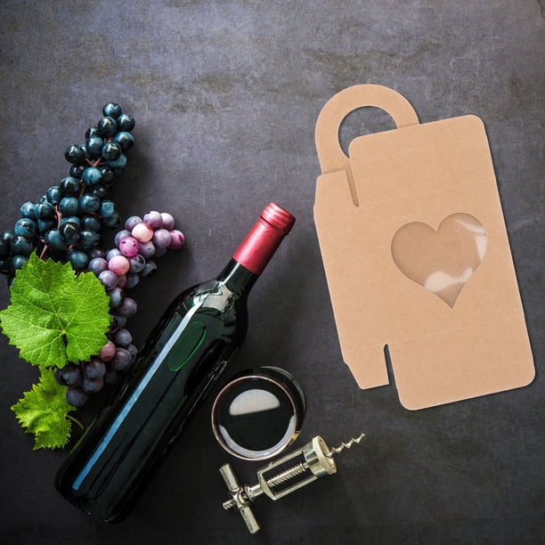 unbranded 25Ud Caja Organizadora Para Botella De Vino Papel Marrón Con Ventana Para Bares Y