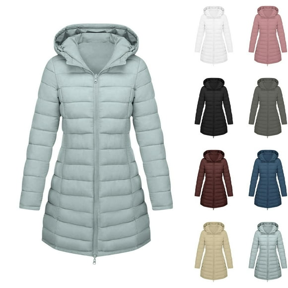 Sentmoon Coats Womens Winter Jacket Cute Gifts for Women Women's Solid Color Long-sleeved Hooded Fashion Padded Jacket Fall and Winter for Outdoor Activities and Hiking