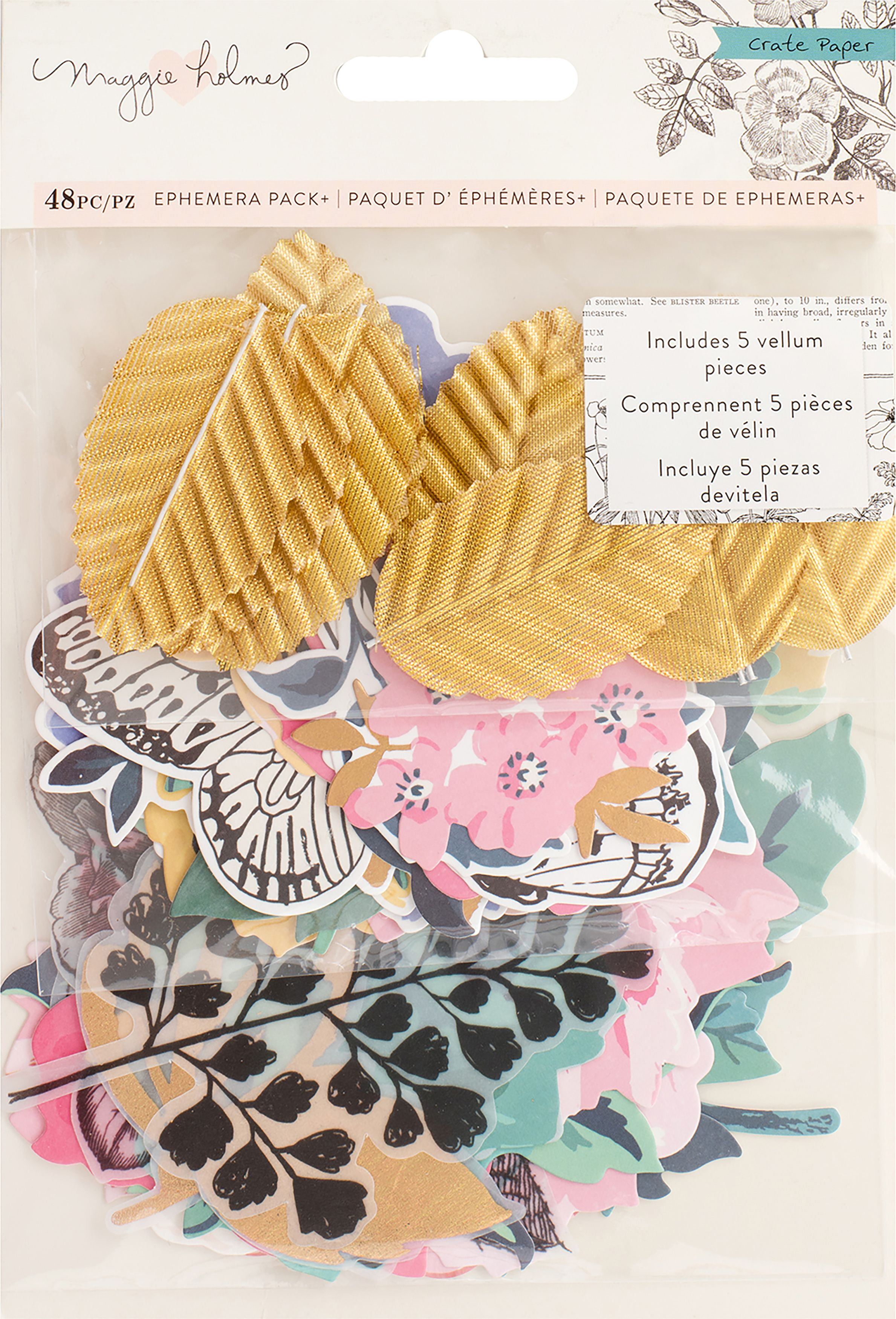 Maggie Holmes Flourish Ephemera Cardstock DieCuts 50/PkgAccents W