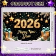 thumbnail image 2 of Gold Glitter Happy New Year Banner Golden Stars Festive Backdrop Gift Box Decor Shiny Lights 2026 Celebration Display for New Year Party Holiday Gathering Photo Shoot, 2 of 9