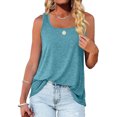 thumbnail image 2 of Women Tank Tops U Neck Hem Casual Flowy Summer Sleeveless Tunic Tshirts Lake Blue XL, 2 of 5