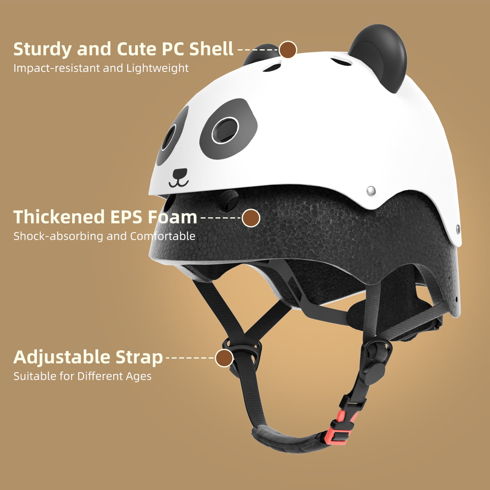 XJD Toddler Bike Helmet Age 1-5 Lightweight Children's Panda Helmet for Boys Girls, Multi-Sport Safety Helmet for Scooter Cycling Skating