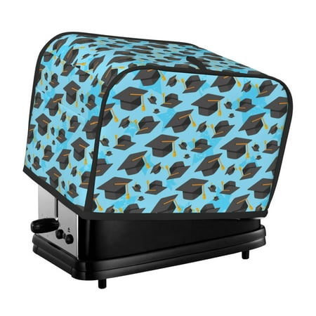 

KLL Graduation Hats1 Print 2 Slice Toaster Dust Covers Kitchen Small Appliance Cover with 2 Pockets Can hold Jam Spreader Knife & Toaster Tongs (11.4 x 7.9 x 7.5)