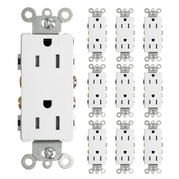 CML 50 Pack Decorator Outlets - 15 Amp, 125V, Tamper Resistant With Screwless Wallplates, White