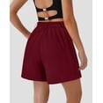 thumbnail image 2 of PRETTYGARDEN Shorts de Mujer de Tiro Alto Pierna Ancha Vino Rojo XL, 2 of 5