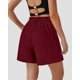 thumbnail image 2 of PRETTYGARDEN Shorts de Mujer de Tiro Alto Pierna Ancha Vino Rojo XL, 2 of 5