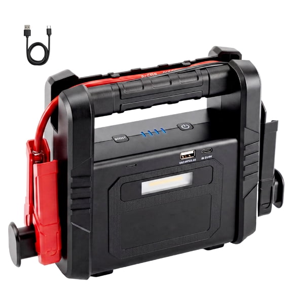 KFFKFF Portable 6000A Peak Car Battery Booster and Jump Starter, 12V Power Bank for Gas and Diesel Engines, Emergency LED Flashlight with USB Charging Capability