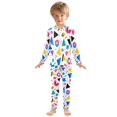 thumbnail image 6 of FORMRS Long Sleeve Top and Pants Pajama Set for Niños 2-Piece Sleepwear, Sizes 18M-8Y, Yellow Retro Shapes, 6 of 6