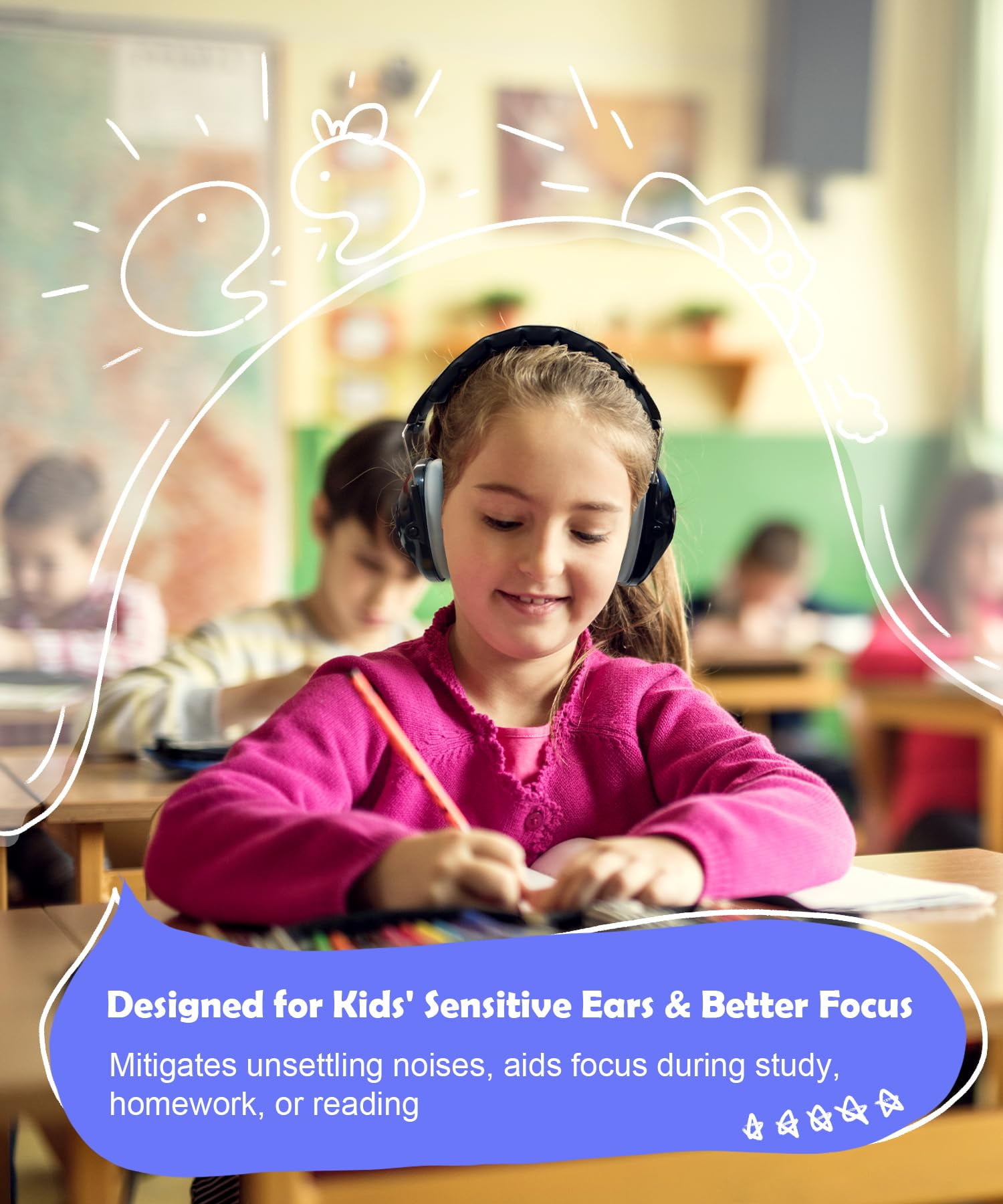 PROHEAR 032 2.0 Noise Cancelling Headphones for Kids - 25dB Noise Reduction - Adjustable Sensory Ear Protection Muffs for Concert, Fireworks, Monster Truck Shows, School - Black