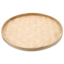 Round Bamboo Woven Dustpan Tea Leaves Sieve Craft Basket Food Vegetable Container