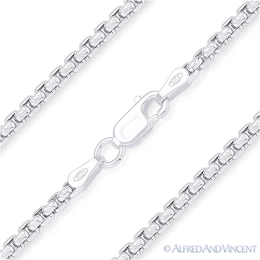 Details about   Sterling Silver 45cms 18 inch Diamond-cut Mirrored Box chain Italian made 