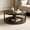 DarkBrown, variant on Lyuhome 40” Curved 2 Tier Round Coffee Table with Wheels, Mid Century Rustic Style Table for Living Room, Office, Apartment, Dark Brown