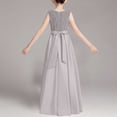 thumbnail image 7 of Girls' Sequin Embellished Satin Sleeveless Dress, Elegant formal gown for recitals, weddings and special occasions, 0-13 Years Gray 1-2 Years, 7 of 7