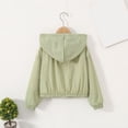 thumbnail image 6 of enyan Girls Zip Up Cropped Windbreaker Jacket Hooded Cargo Lightweight Outerwear(Green,10-11 Years), 6 of 6