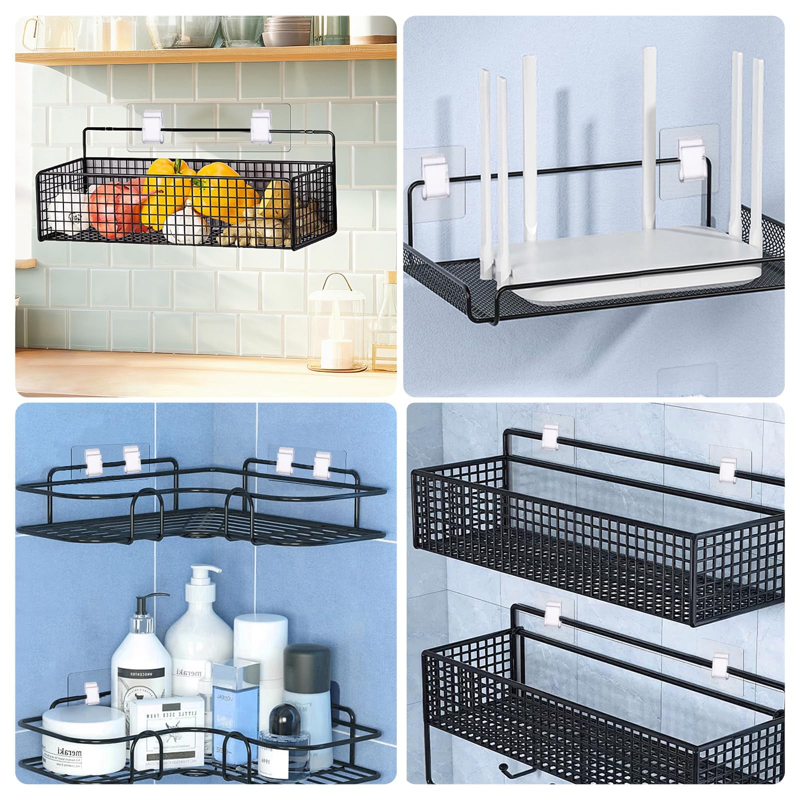 6 Pack Adhesive for Shower Caddy Adhesive Replacement Stickers Sticky Pads - Shower Shelf Adhesive for Corner Shower Caddy, Bathroom Storage Shelves Kitchen Racks
