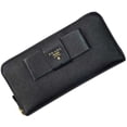 thumbnail image 1 of Pre-Owned Prada Round Long Wallet ec-25056 Black NERO 1ML506 Saffiano Leather 12C PRADA Women's..., 1 of 11
