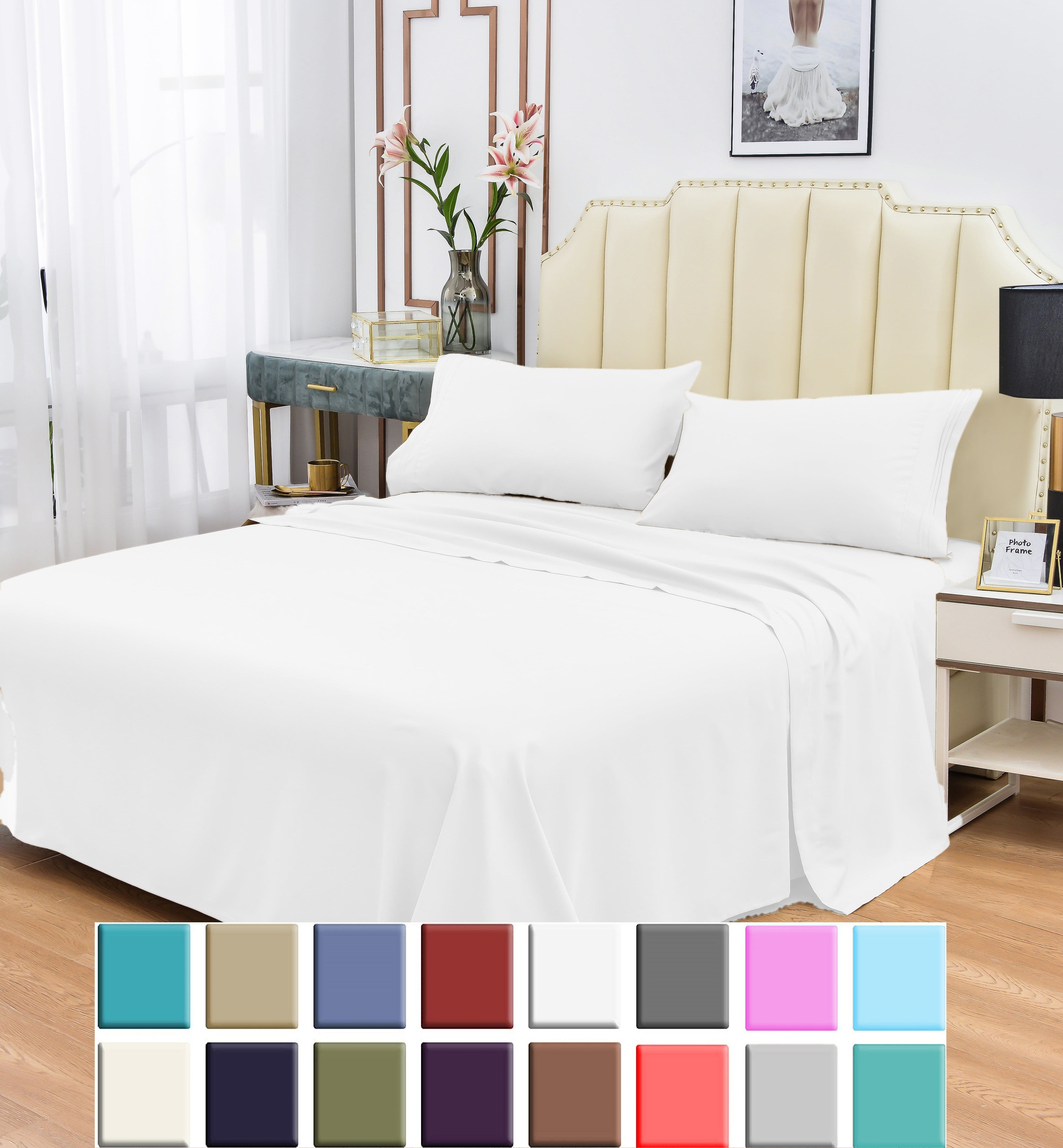 Bamboo. Details about   Bed Sheet Set Deep Pocket 6 Piece w/ Flat and Fitted Super Soft 