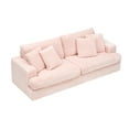 thumbnail image 6 of Corduroy 3-Seater Sofa 88.58 Inches Wide Comfortable Sectional Couch with 4 Matching Throw Pillows Modern Living Room Seating in Pink, 6 of 9