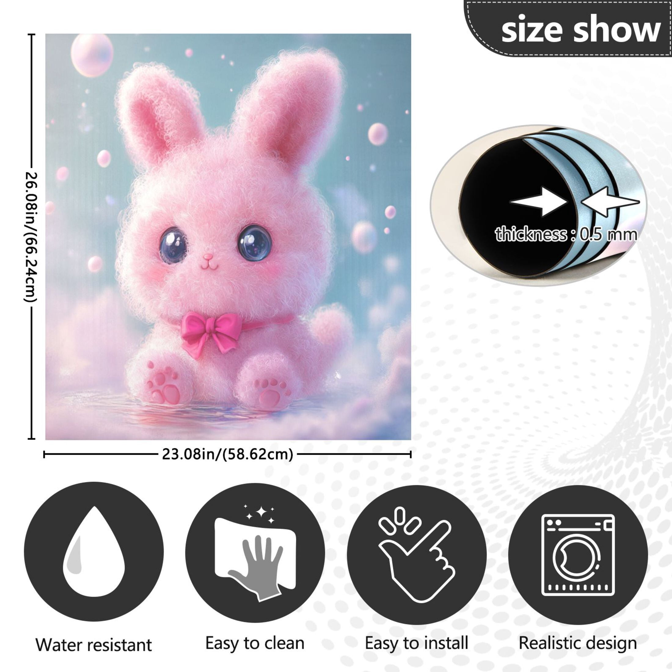 Dishwasher Magnetic Sticker 23x26 Inch Refrigerator Magnetic Sticker Washing Machine Magnetic Sticker Kitchen Panel Magnetic Sticker Home Decor Super Beautiful Pink Bunny