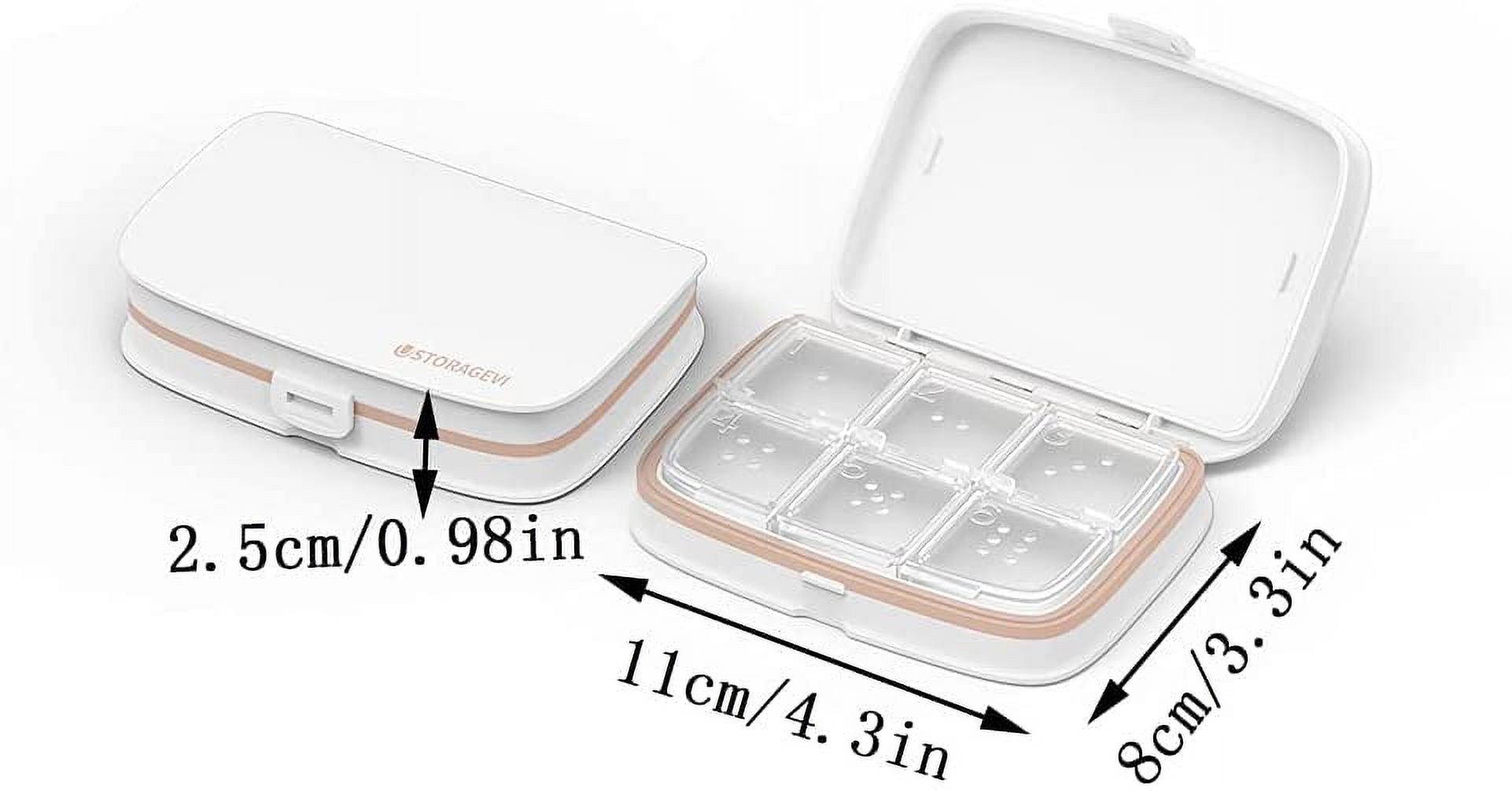 SUNFICON Daily Pill Box Organizer Container Portable Travel Medicine Pill Case Vitamin Arthritis Medication Storage Box for Purse Removable Adjustable Waterproof Dust Proof 6 Compartments White - image 3 of 8