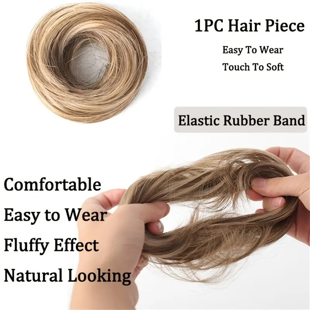 Messy Straight Hair Bun Synthetic Hair Scrunchy Elastic Hair Pieces for Women