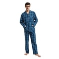 thumbnail image 1 of GLOBAL Conjunto de Pijama de Tejido Liso de Manga Larga para Hombre, Ropa de Dormir de Algodón, Ropa de Dormir Cómoda, Cuadros Azul Claro y Azul Marino M, 1 of 6