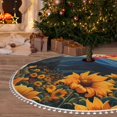 thumbnail image 6 of Rocae Elegant Sunset Sunflower for Christmas Tree Skirt with Pom Pom Trim for Holiday Party for Holiday Home Decor Indoor Outdoor-36", 6 of 7