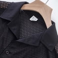 thumbnail image 5 of hotojiny Men's 2 Piece Set Summer Beach Outfits Breathable Hollow out Mesh Button down Shirts Shorts Set Casual Tracksuit(Black,X-Large), 5 of 7