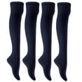 thumbnail image 2 of Women's 4 Pairs Super Durable, Awesome, Comfortable, Soft Thigh High Cotton Boot Socks MJ1024 Size 6-9Navy, 2 of 2