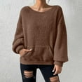 thumbnail image 2 of Annhoo Women's Fuzzy Sweaters Winter Fleece Warm Tees Crewneck Long Sleeve Pullovers Comfy Soft Lounge Shirts, 2 of 8