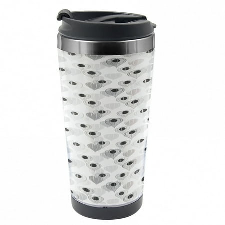

Abstract Travel Mug Soft Tones Oriental Winter Steel Thermal Cup 16 oz by Ambesonne