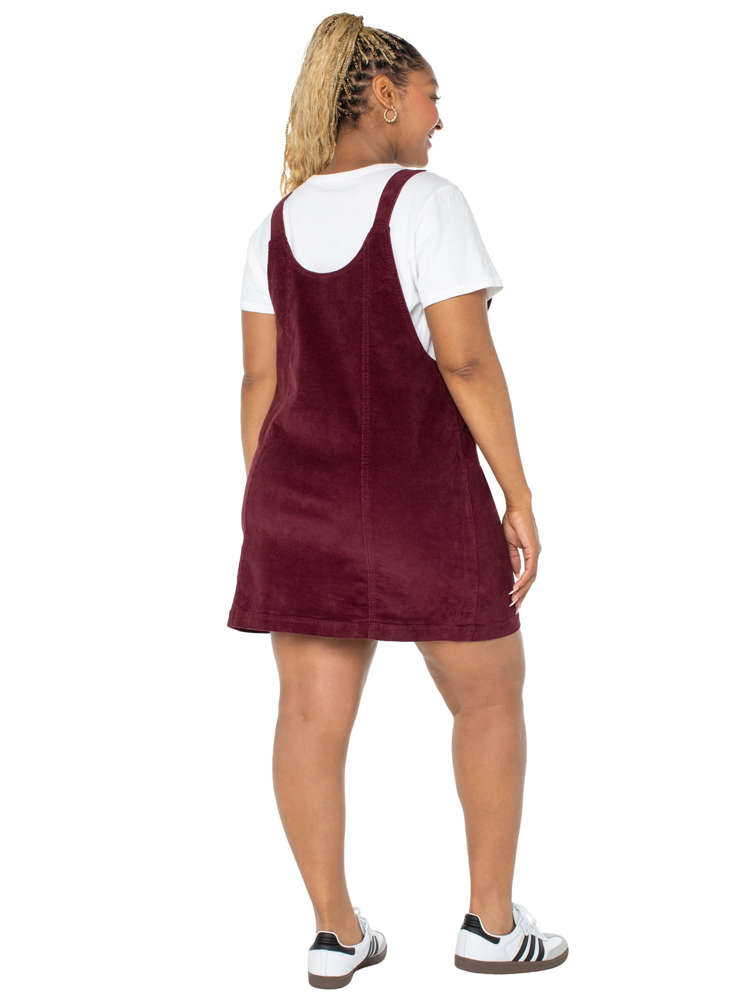 Celebrity Pink Women's and Women's Plus Corduroy Pinafore Mini Dress, Sizes XS-4X