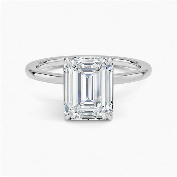 Ember Jewelry 1.74 Ct Emerald Cut Moissanite Engagement Ring - Beautifully Crafted in 14K White Gold Plated - Exquisite Wedding Ring - A Unique Clearance Gift for Bridesmaid and Special Celebrations